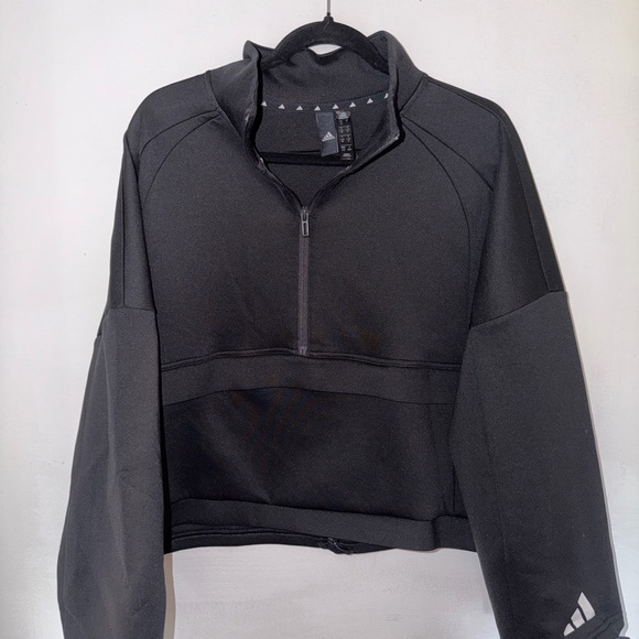 adidas Tops - Adidas Black Cropped Quarter Zip Pullover Size Large